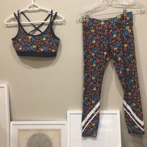 Tory Burch floral workout set size small